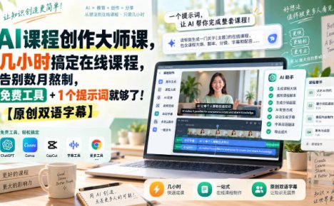 AI课程创作大师课,几小时搞定在线课程,告别数月熬制,免费工具+1个提示词就够了!【原创双语字幕】