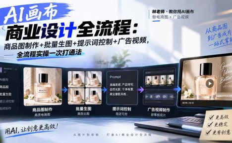 AI画布商业设计全流程:商品图制作+批量生图+提示词控制+广告视频,全流程实操一次打通法