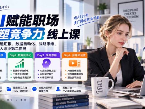 AI职场提效与第二曲线实战课-无水印：学习沟通汇报、数据工作流和战略思维，掌握AI编程做产品及自媒体运营方法