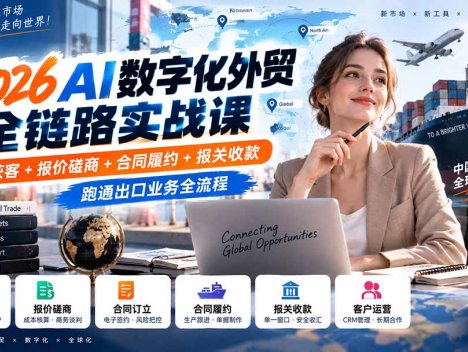 2026AI数字化外贸全链路实战课：AI获客+报价磋商+合同履约+报关收款，跑通出口业务全流程