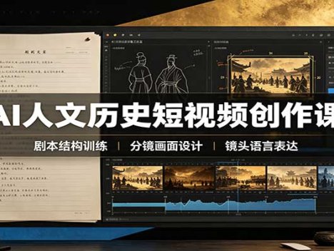 AI人文历史短视频创作课：赛道对标、剧本分镜制图，掌握视频完整产出流程