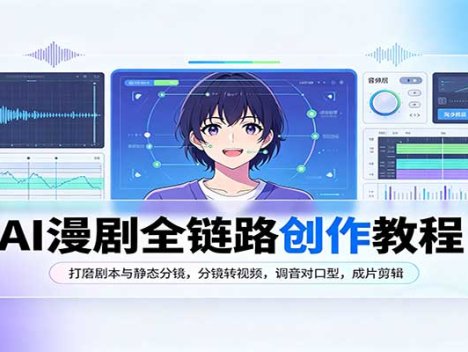 AI漫剧全链路创作教程：打磨剧本与静态分镜，分镜转视频，调音对口型，成片剪辑