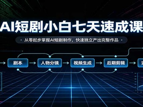 AI短剧小白七天速成课：从零起步掌握AI短剧制作，快速独立产出完整作品