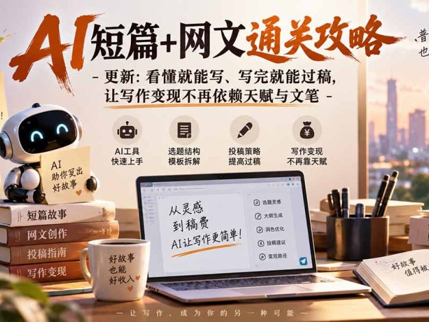 AI短篇+网文通关攻略-更新0921:看懂就能写、写完就能过稿,让写作变现不再依赖天赋与文笔