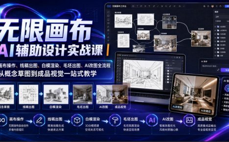 无限画布AI辅助设计实战课|画布操作、线稿出图、白模渲染、毛坯出图、AI改图全流程,从概念草图到成品视觉一站式教学(更新0923)