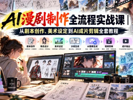 AI漫剧制作全流程实战课｜从剧本创作、美术设定到AI成片剪辑全套教程​