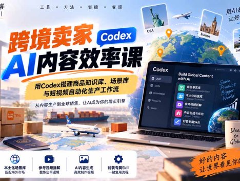 跨境卖家AI内容效率课：用Codex搭建商品知识库、场景库与短视频自动化生产工作流