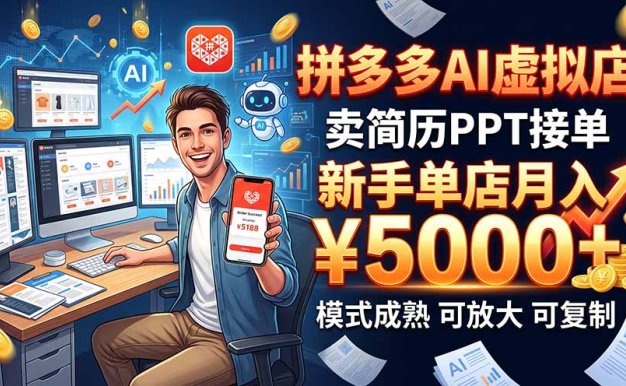 开一家拼多多虚拟店,用AI卖简历PPT,单店月入1w+,可放大