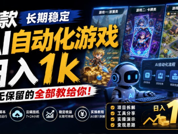三款长期稳定AI自动化游戏,日入1k,毫无保留的全部教给你!【揭秘】
