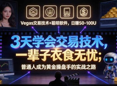 “顺势而为交易系统”3天学会交易技术,聪明软件辅助,小白也能看懂趋势交易,日入30-100U,长期稳定