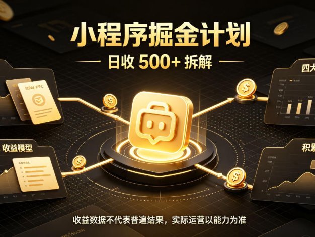 小程序推广计划，日收500+，腾讯官方打款，客户留存率高，收益长期稳定【揭秘】