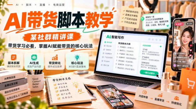 AI带货脚本教学,某社群精讲课,带货学习必看,掌握AI赋能带货的核心玩法