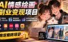 AI情感绘画副业变现项目｜零基础手机实操，情感搞笑短视频制作，多平台流量分成轻松賺副业收益