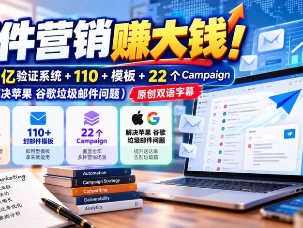 邮件营销赚大钱！1.85亿验证系统+110+模板+22个Campaign(还能解决苹果 谷歌垃圾邮件问题