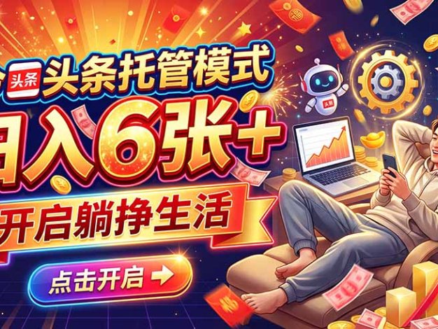 今日头条AI托管模式,每天5分钟,最高月入5000+,操作超简单,零门槛