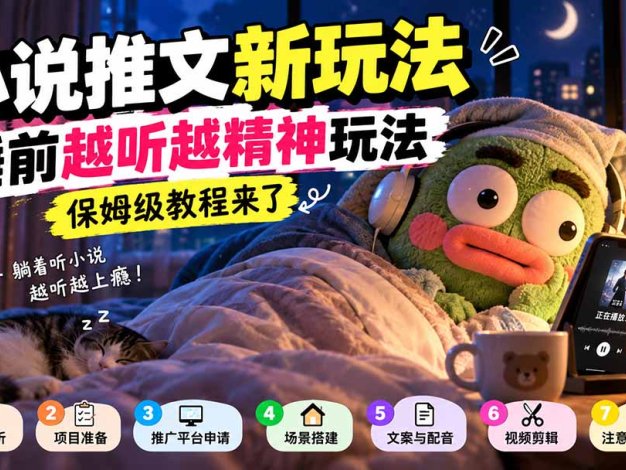 小说推文新玩法，睡前越听越精神玩法，保姆级教程来了